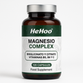 HeHoo Magnesium Complex 120 Capsules – Magnesium Bisglycinate (11.7%) & Citrate (15%) – with Vitamins C, B6 & B5 – High Dose & Highly Bioavailable – For Muscles, Nerves & Energy – Vegan