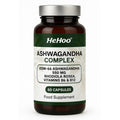 HeHoo Ashwagandha KSM-66 550mg Complex – 60 Capsules – with Rhodiola Rosea, Vitamin B6 & B12 – High Dose, Vegan, Lab Tested – For Stress, Energy & Focus – Adaptogen Dietary Supplement