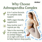HeHoo Ashwagandha KSM-66 550mg Complex – 60 Capsules – with Rhodiola Rosea, Vitamin B6 & B12 – High Dose, Vegan, Lab Tested – For Stress, Energy & Focus – Adaptogen Dietary Supplement
