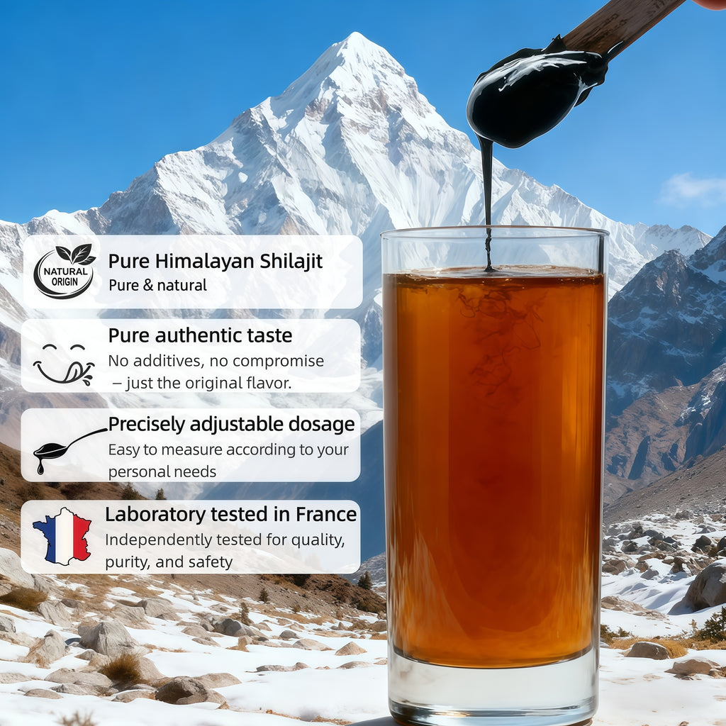 HeHoo Shilajit Original Himalayan Shilajit – Resin 35g, over 89% fulvic acid, natural mumijo with humic acid and minerals, no additives, laboratory tested in France, stainless steel measuring spoon included