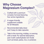 HeHoo Magnesium Complex 120 Capsules – Magnesium Bisglycinate (11.7%) & Citrate (15%) – with Vitamins C, B6 & B5 – High Dose & Highly Bioavailable – For Muscles, Nerves & Energy – Vegan