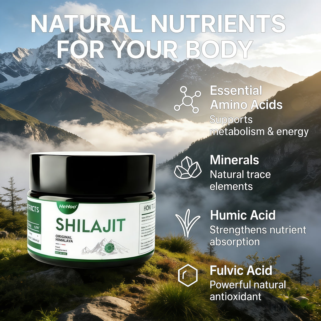 HeHoo Shilajit Original Himalayan Shilajit – Resin 35g, over 89% fulvic acid, natural mumijo with humic acid and minerals, no additives, laboratory tested in France, stainless steel measuring spoon included